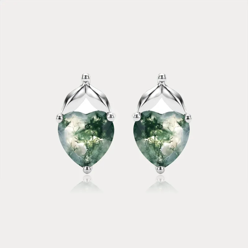 Moss Agate Heart Earrings made by Selenichast
