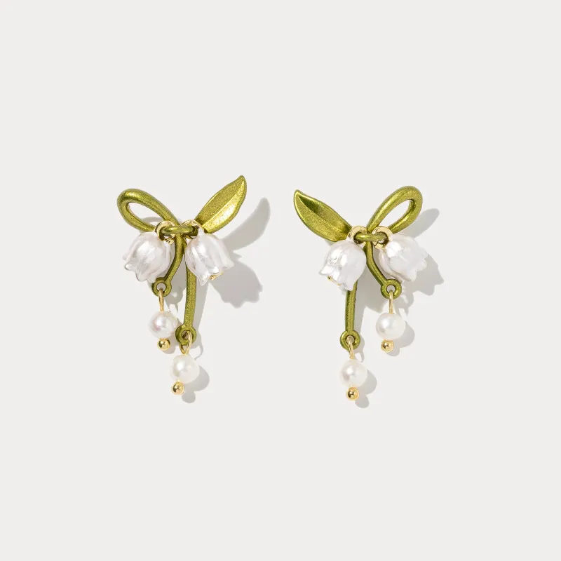 Lily of the Valley Bow Earrings made by Selenichast