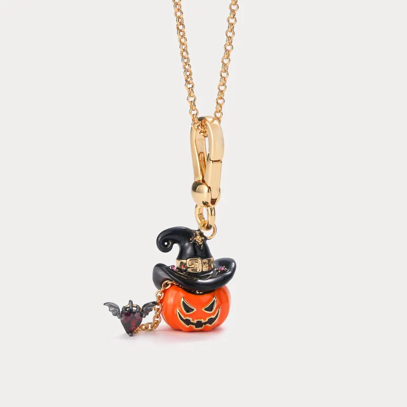 Halloween Pumpkin Witch Hat Locket Necklace made by Selenichast