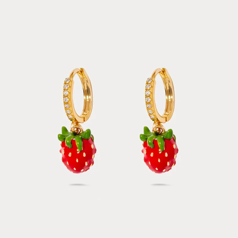 Strawberry Huggie Earrings made by Selenichast