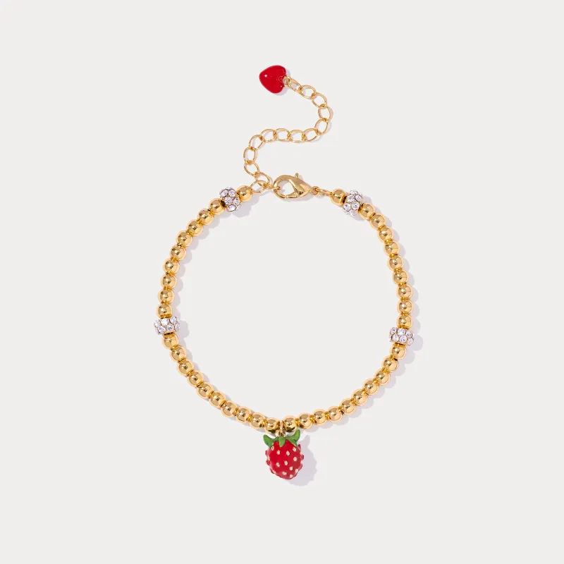 Strawberry Beaded Bracelet made by Selenichast