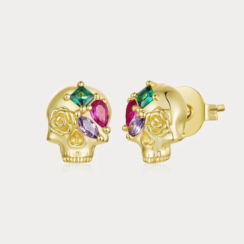 Gemstone Skull Earrings made by Selenichast