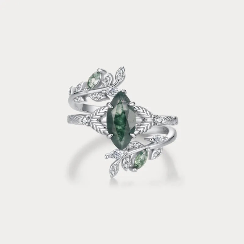 Vintage Moss Agate Ring Set made by Selenichast