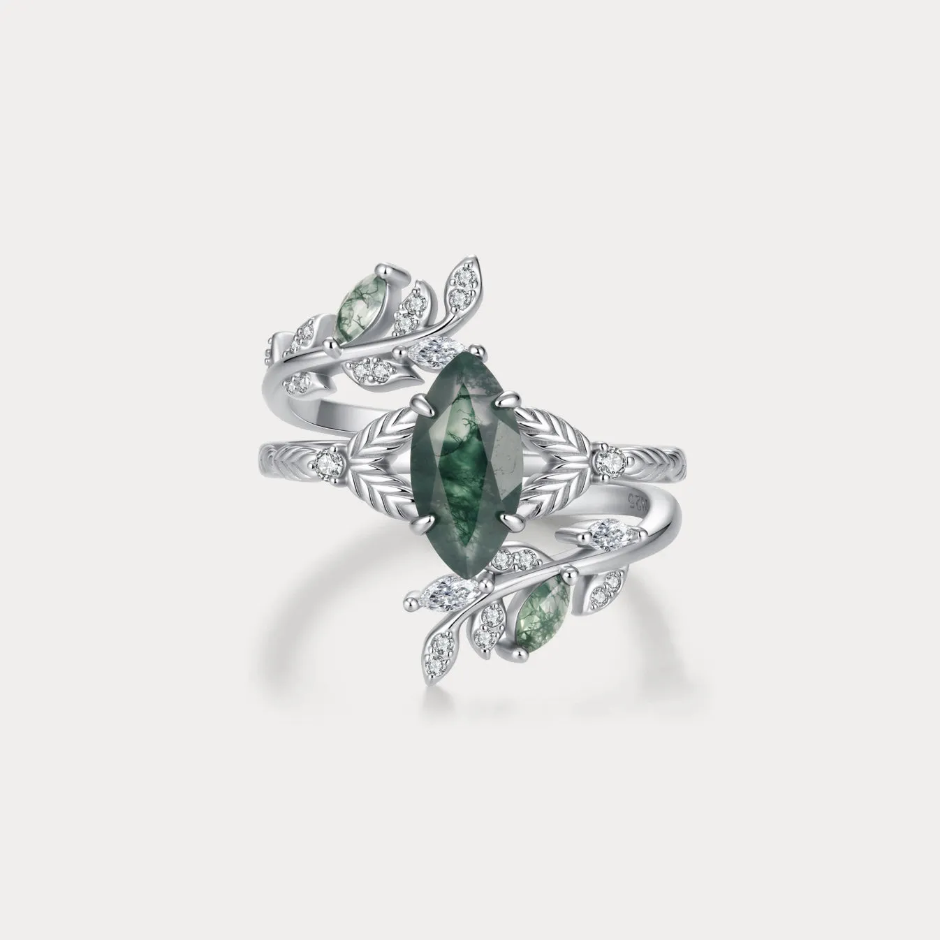 Vintage Moss Agate Ring Set sold by Selenichast