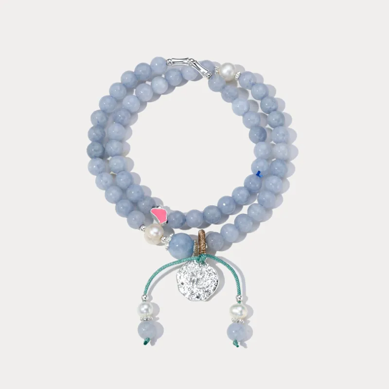 Blue Silver Disc Charm Bracelet sold by Selenichast