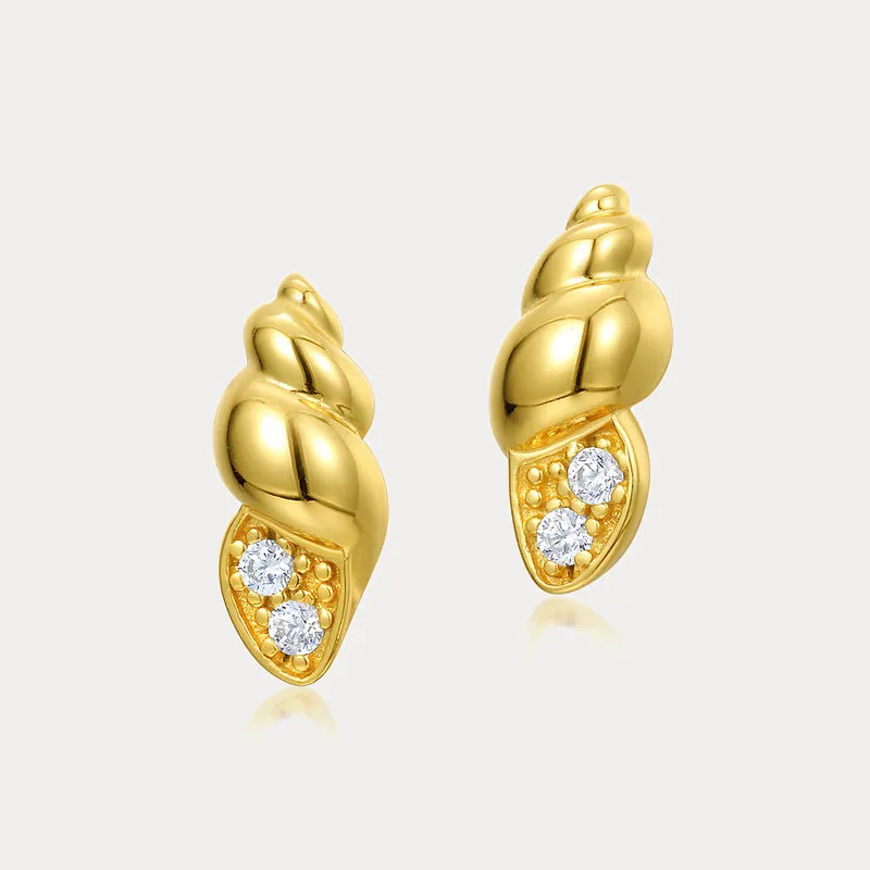 Gold Conch Shell Earrings sold by Selenichast