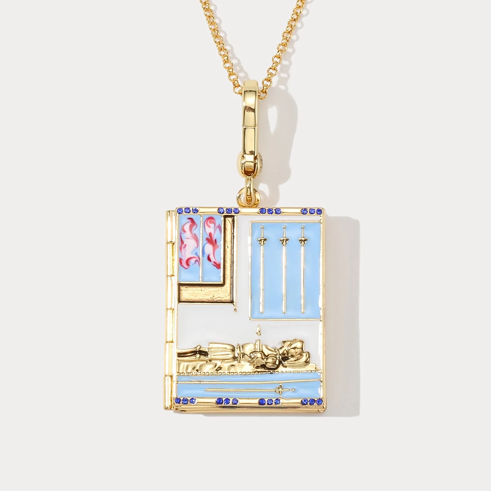 Tarot Locket Necklace - Four of Swords sold by Selenichast product image thumbnail 2