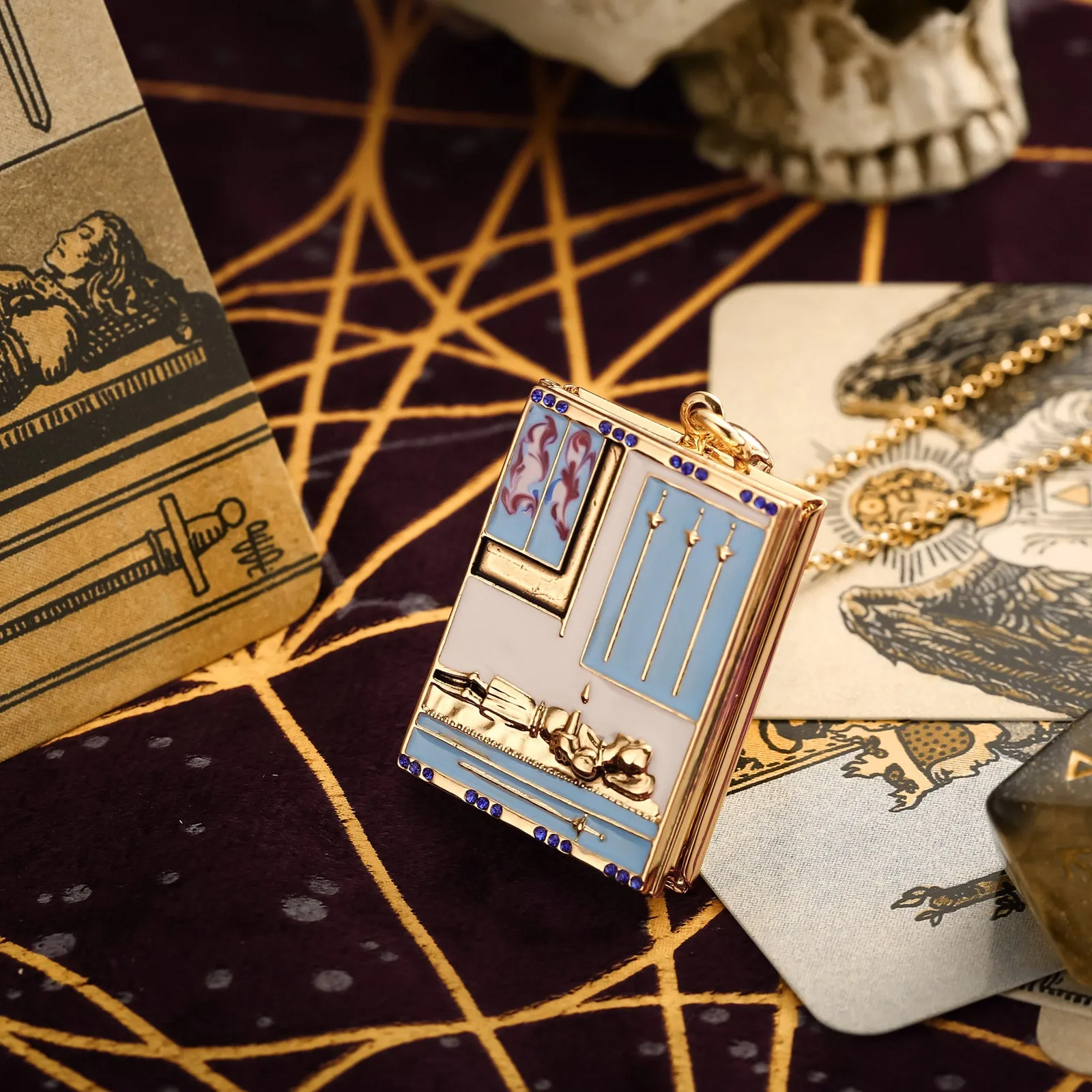 Tarot Locket Necklace - Four of Swords sold by Selenichast product image thumbnail 3