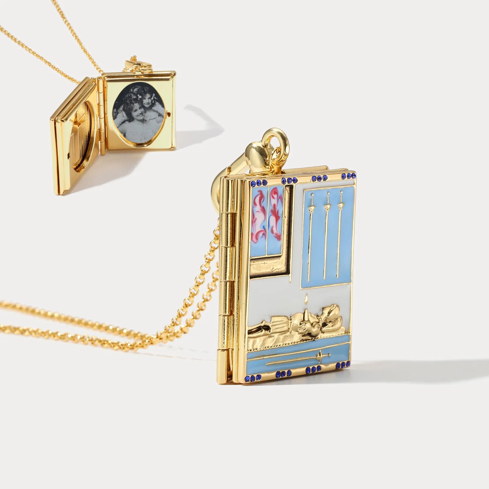 Tarot Locket Necklace - Four of Swords sold by Selenichast