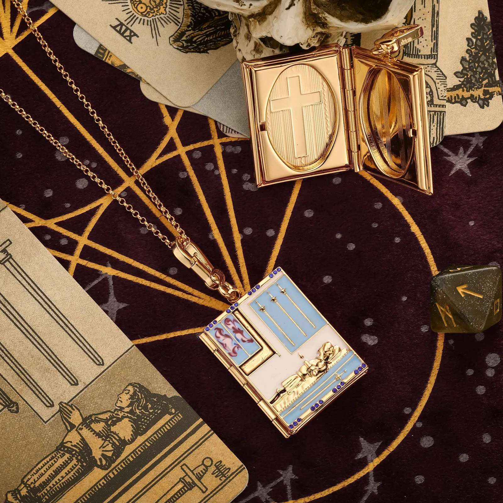 Tarot Locket Necklace - Four of Swords sold by Selenichast product image thumbnail 4