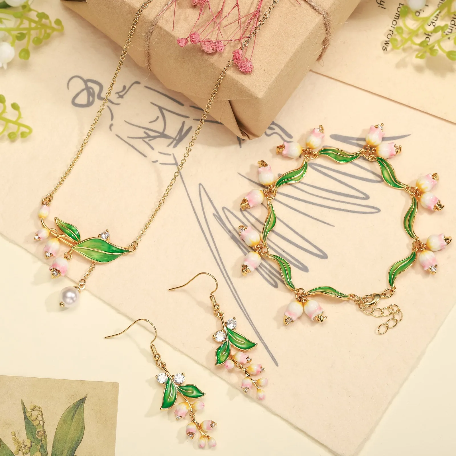 Lily Of The Valley Pearl Gift Set with Gift Wrapping sold by Selenichast