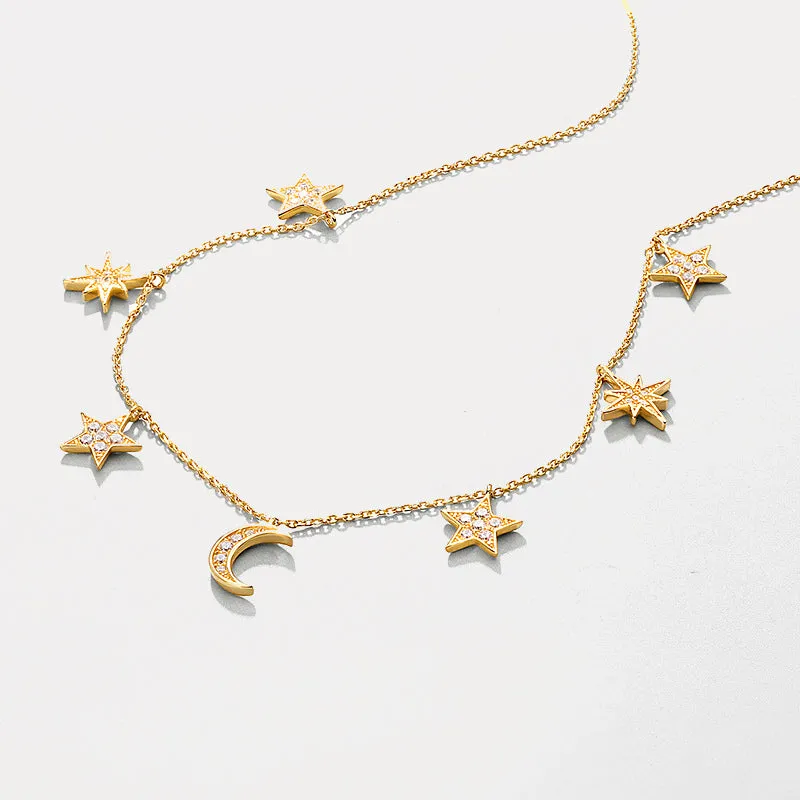 Moon and Star Charm Necklace sold by Selenichast product image thumbnail 2