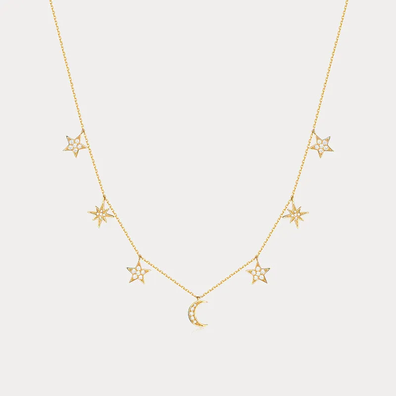 Moon and Star Charm Necklace sold by Selenichast