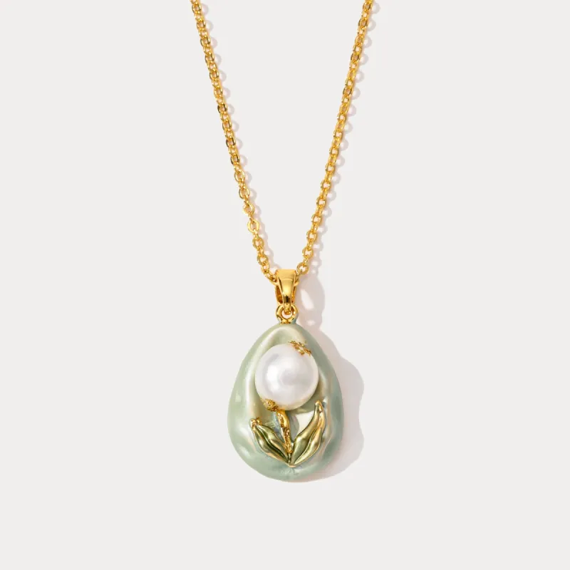 Pearl Tulip Flower Necklace sold by Selenichast