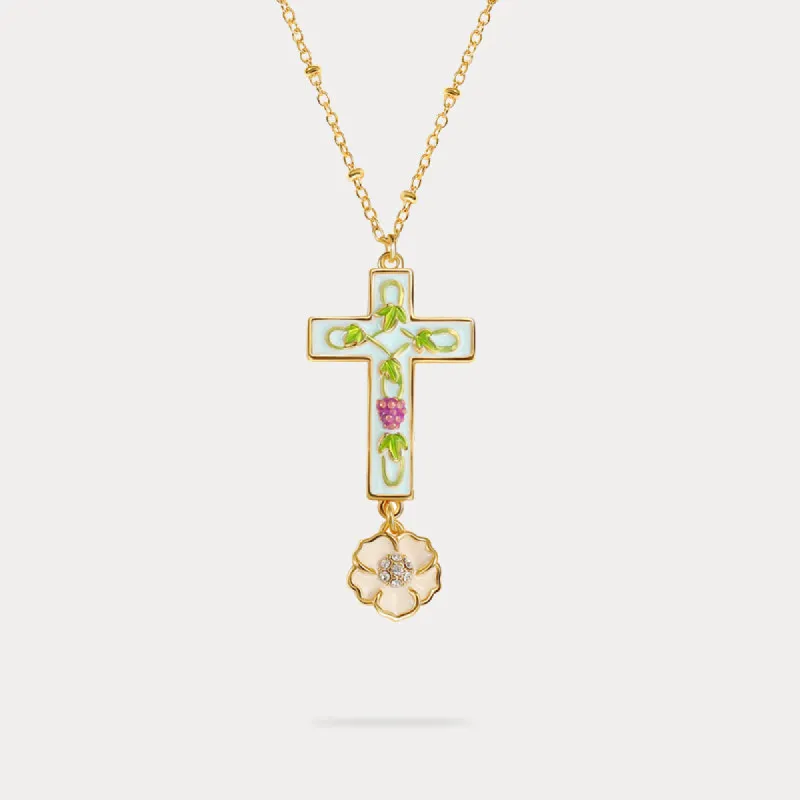 Grape Flower Cross Necklace sold by Selenichast