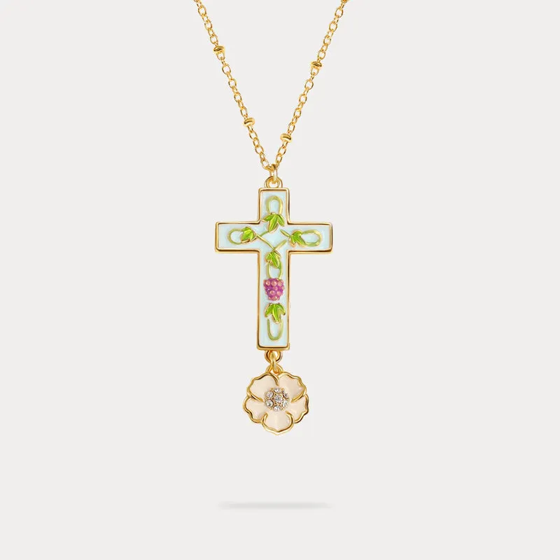 Grape Flower Cross Necklace sold by Selenichast