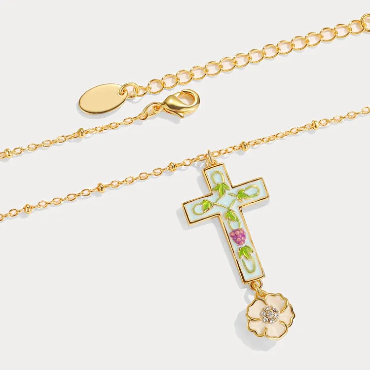Grape Flower Cross Necklace sold by Selenichast product image thumbnail 3