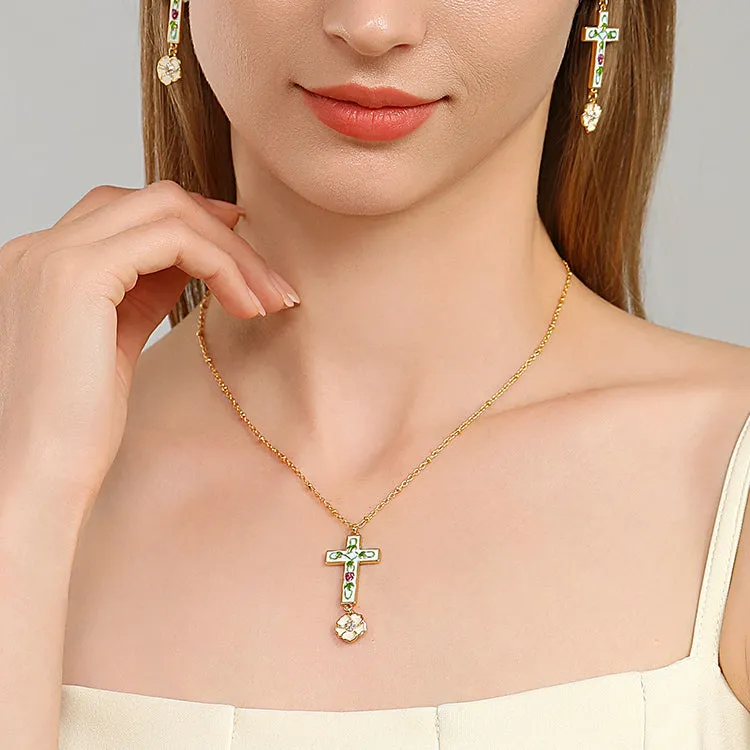 Grape Flower Cross Necklace sold by Selenichast product image thumbnail 5