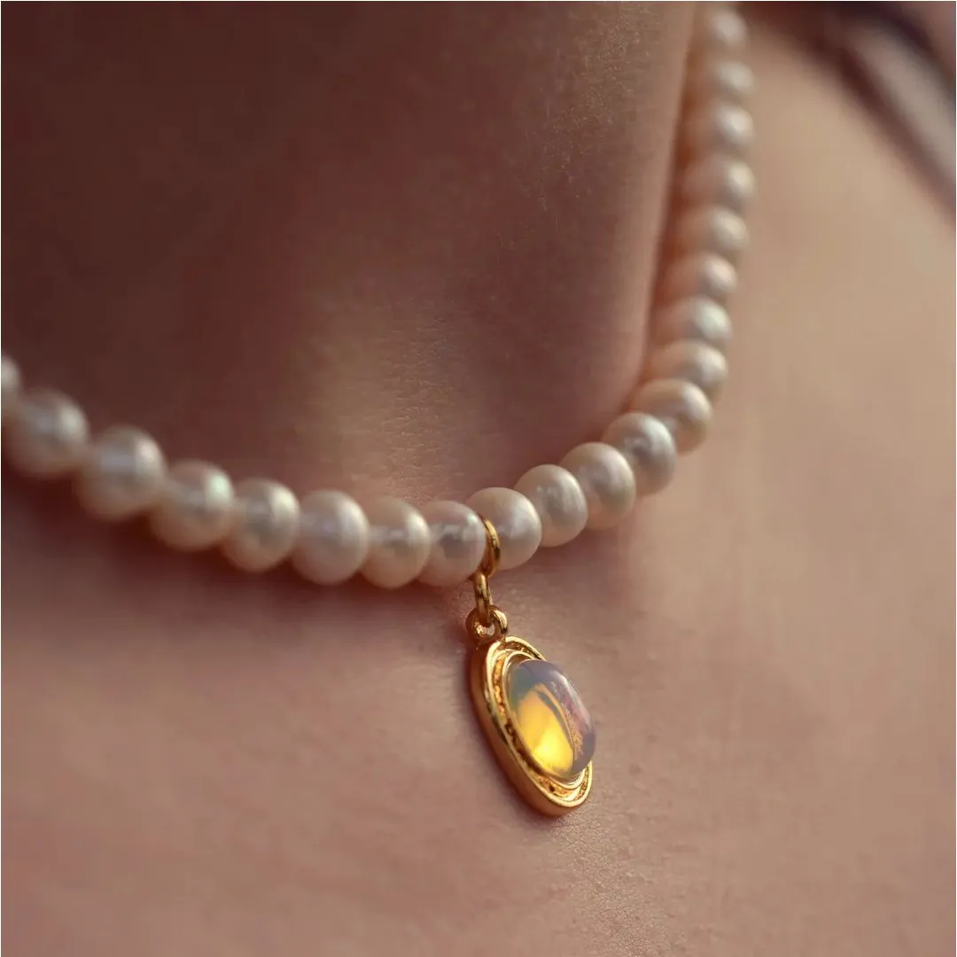 Moonstone Pearl Necklace sold by Selenichast product image thumbnail 5