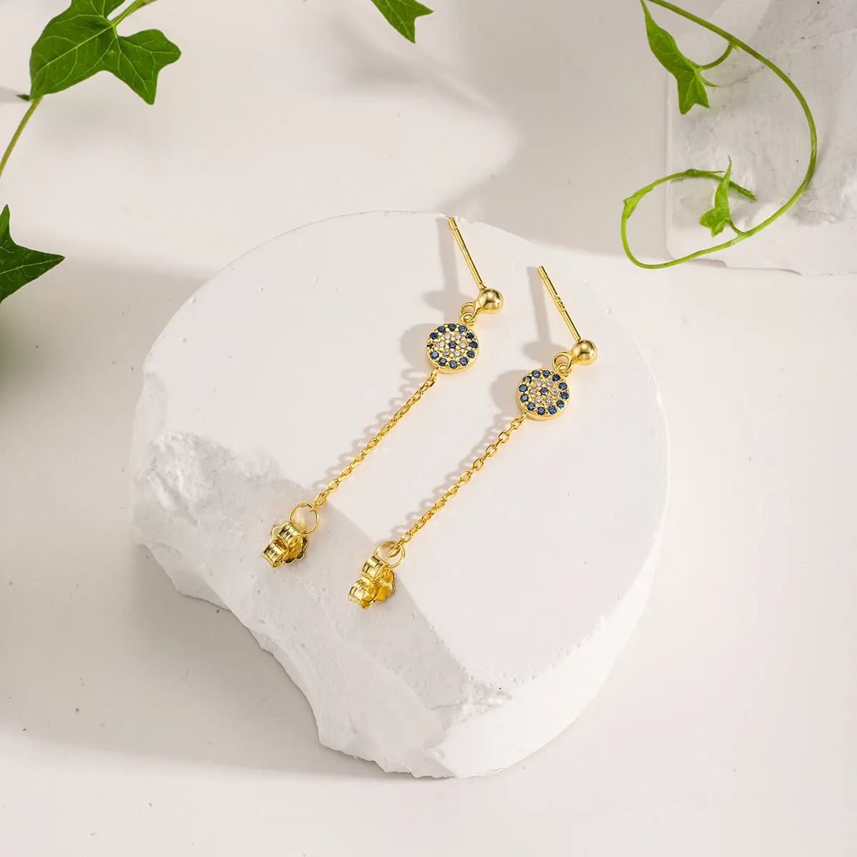 Sapphire Diamond Chain Stud Earrings sold by Selenichast product image thumbnail 4