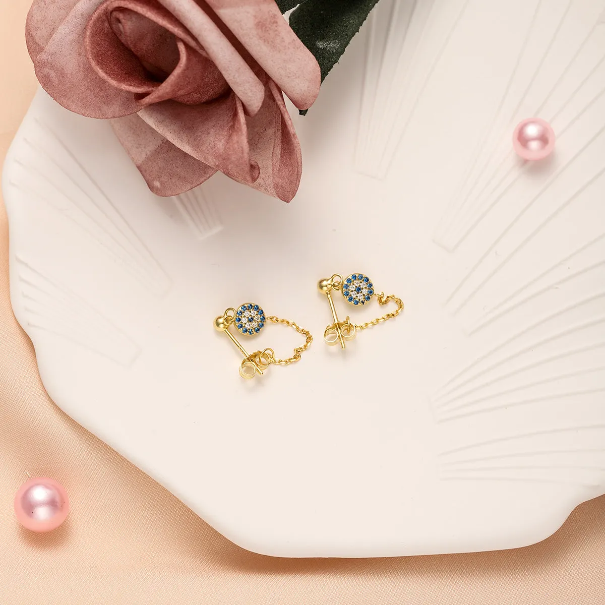 Sapphire Diamond Chain Stud Earrings sold by Selenichast product image thumbnail 5