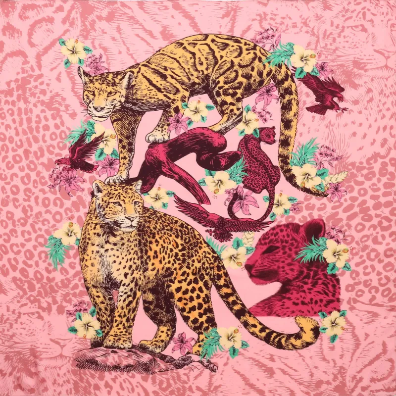 Leopard Print Silk Square Scarf sold by Selenichast