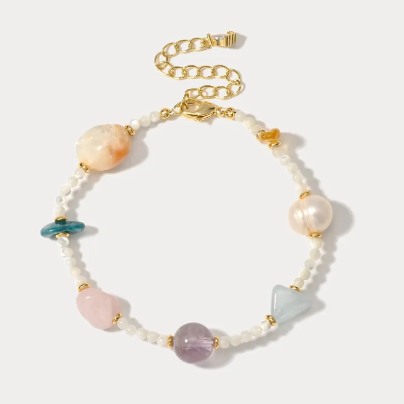 Pastel Natural Stone Beaded Bracelet sold by Selenichast