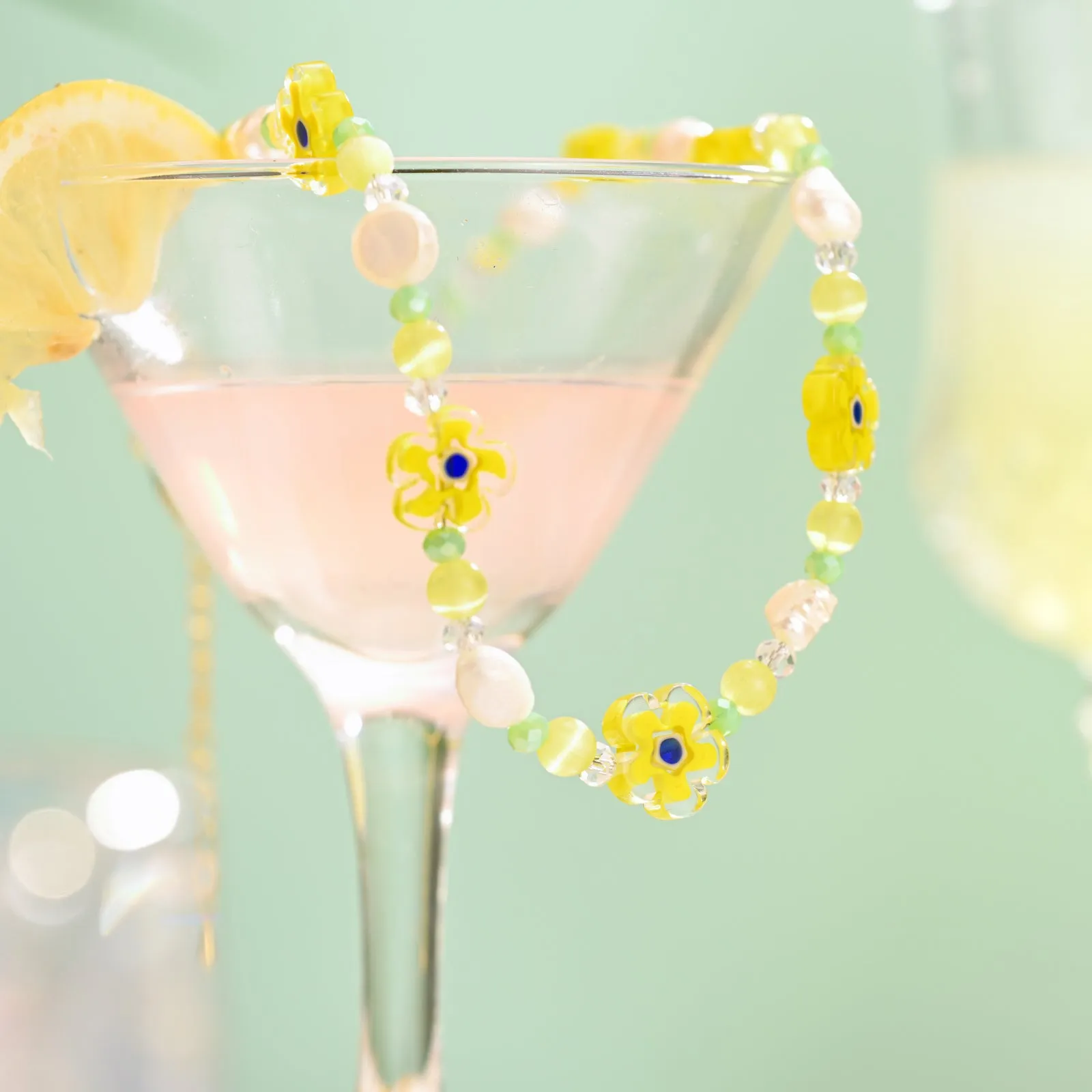 Pearl Yellow Flower Beaded Necklace sold by Selenichast product image thumbnail 2