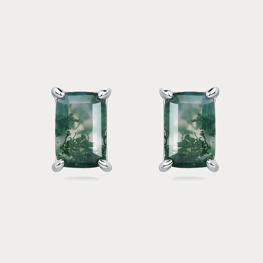 Moss Agate Stud Earrings sold by Selenichast