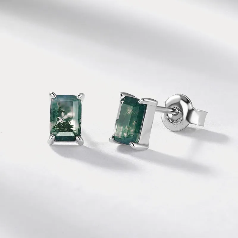 Moss Agate Stud Earrings sold by Selenichast product image thumbnail 3