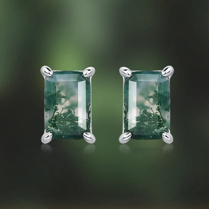 Moss Agate Stud Earrings sold by Selenichast product image thumbnail 2