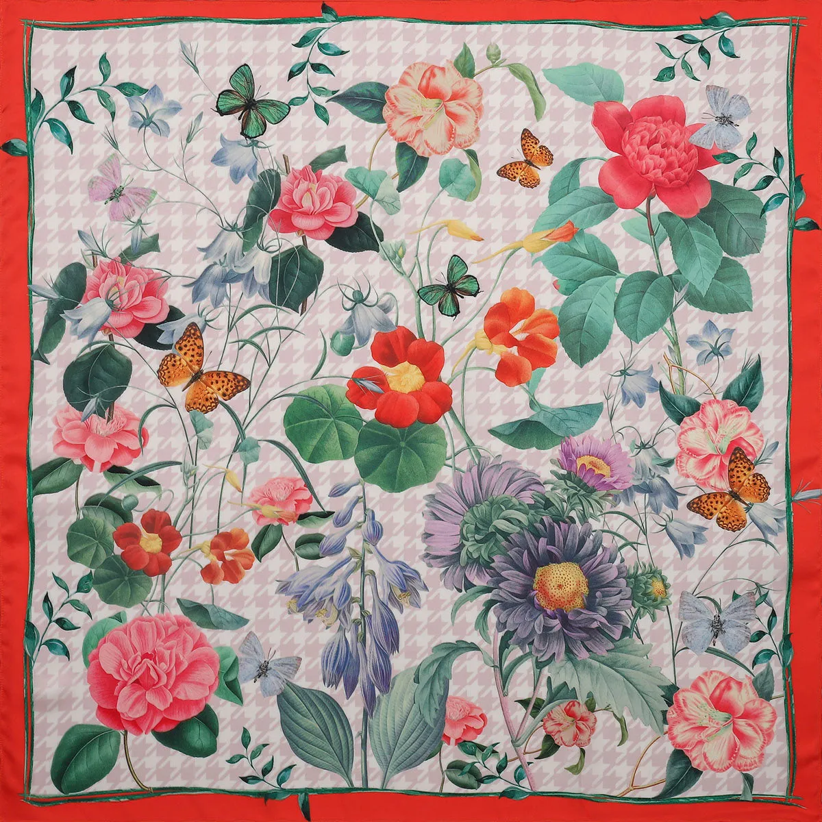 Blooming Houndstooth Silk Square Scarf sold by Selenichast product image thumbnail 2