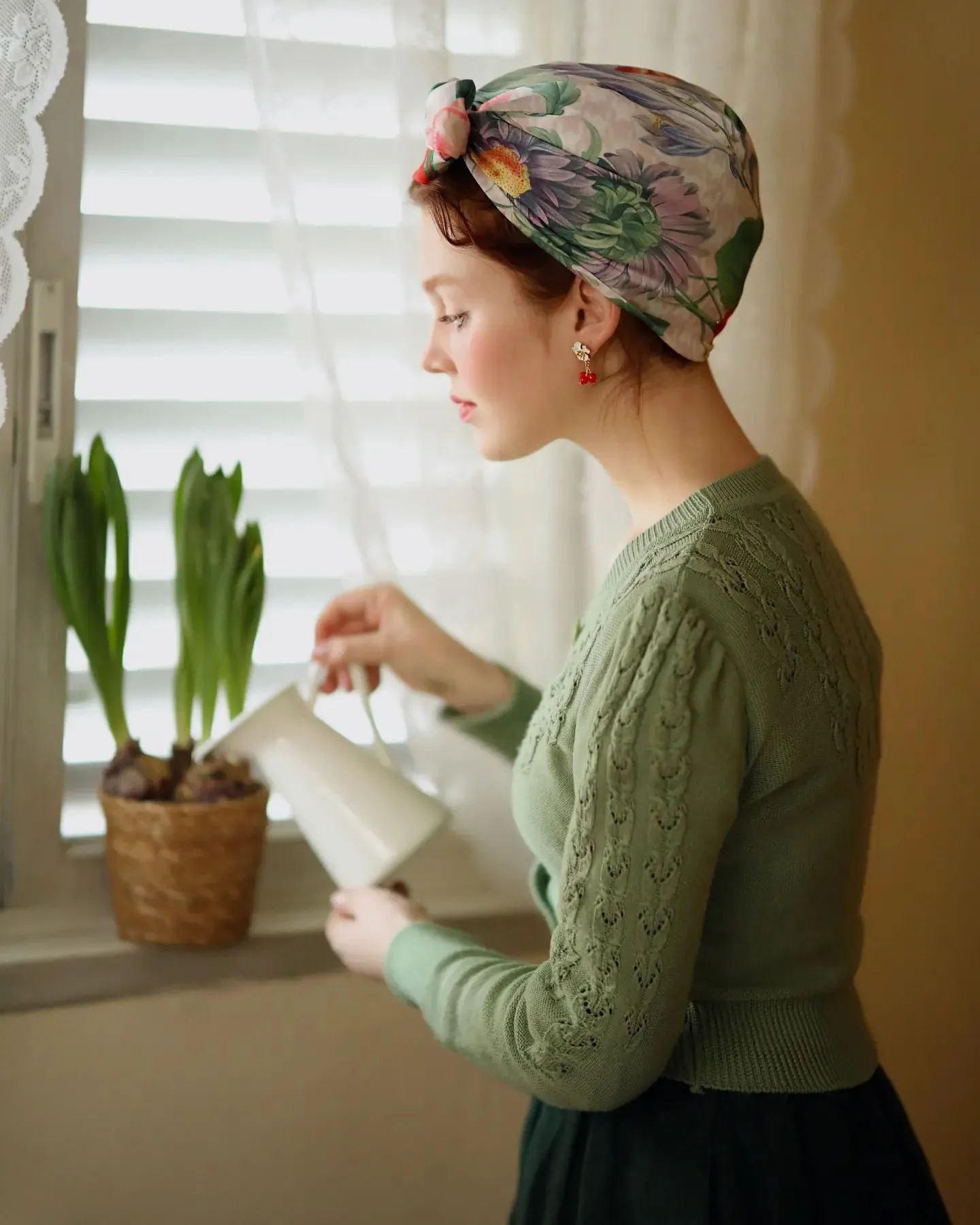 Blooming Houndstooth Silk Square Scarf sold by Selenichast product image thumbnail 5