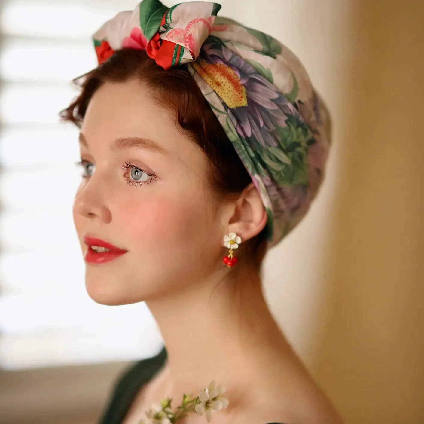 Blooming Houndstooth Silk Square Scarf sold by Selenichast product image thumbnail 3