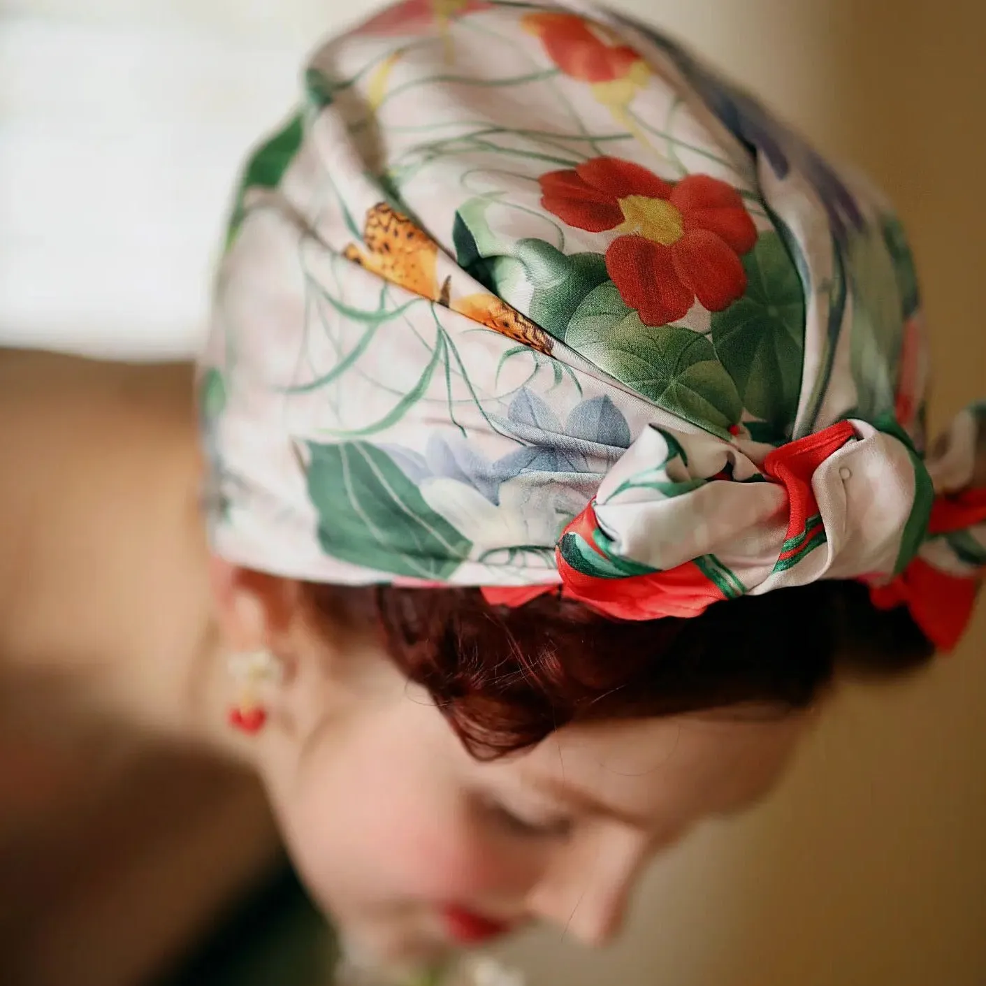 Blooming Houndstooth Silk Square Scarf sold by Selenichast