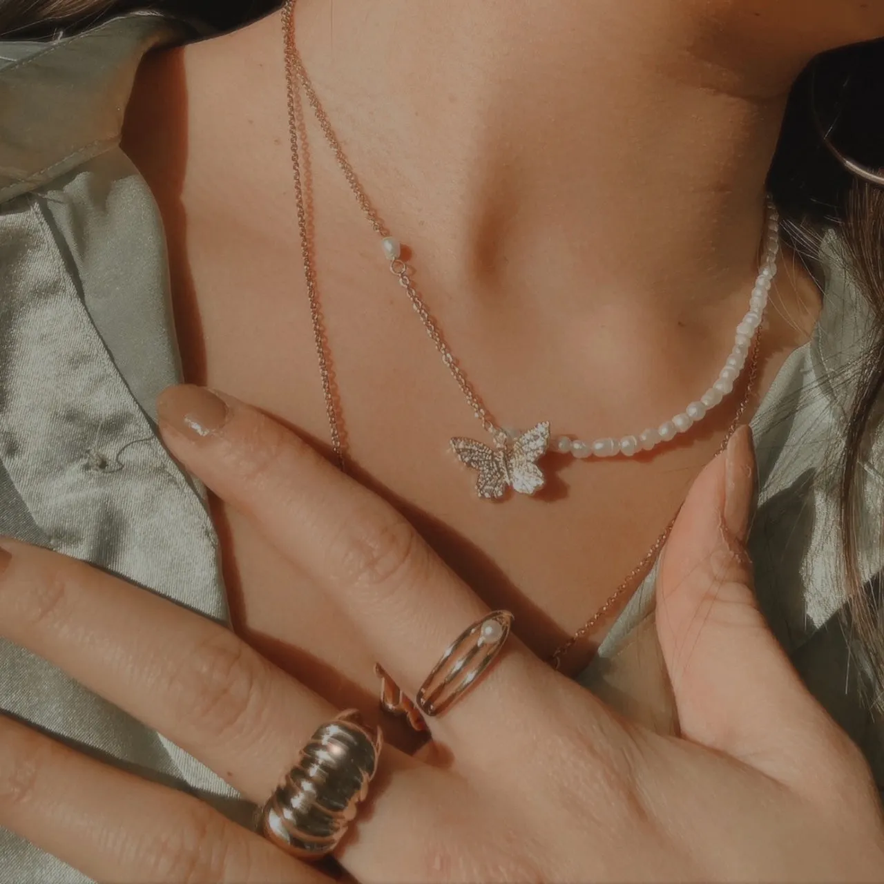 Butterfly Pearl Necklace sold by Selenichast