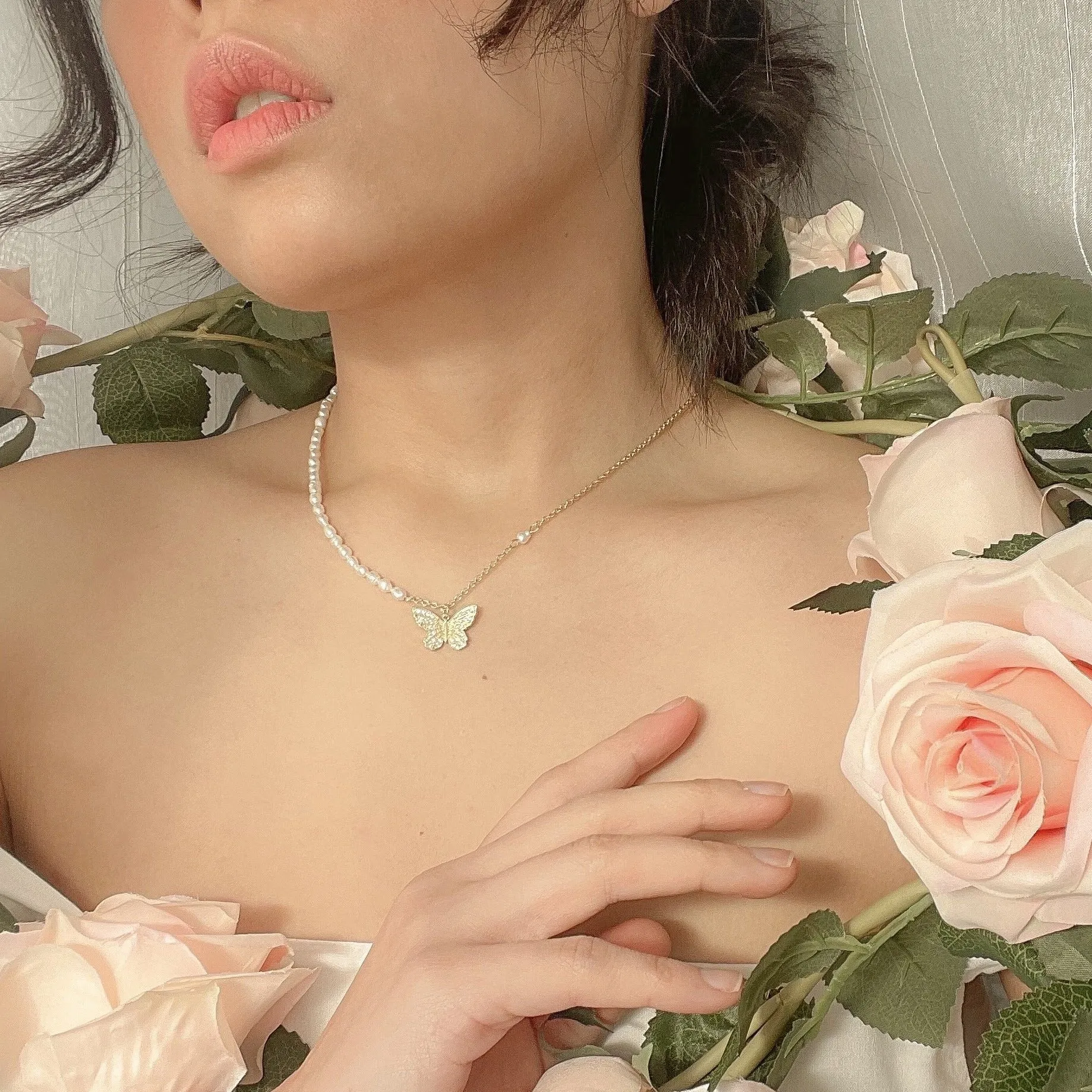 Butterfly Pearl Necklace sold by Selenichast product image thumbnail 5