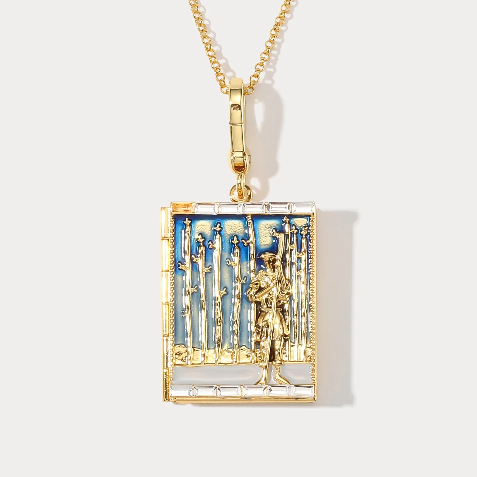 Tarot Locket Necklace - Nine of Wands sold by Selenichast product image thumbnail 2