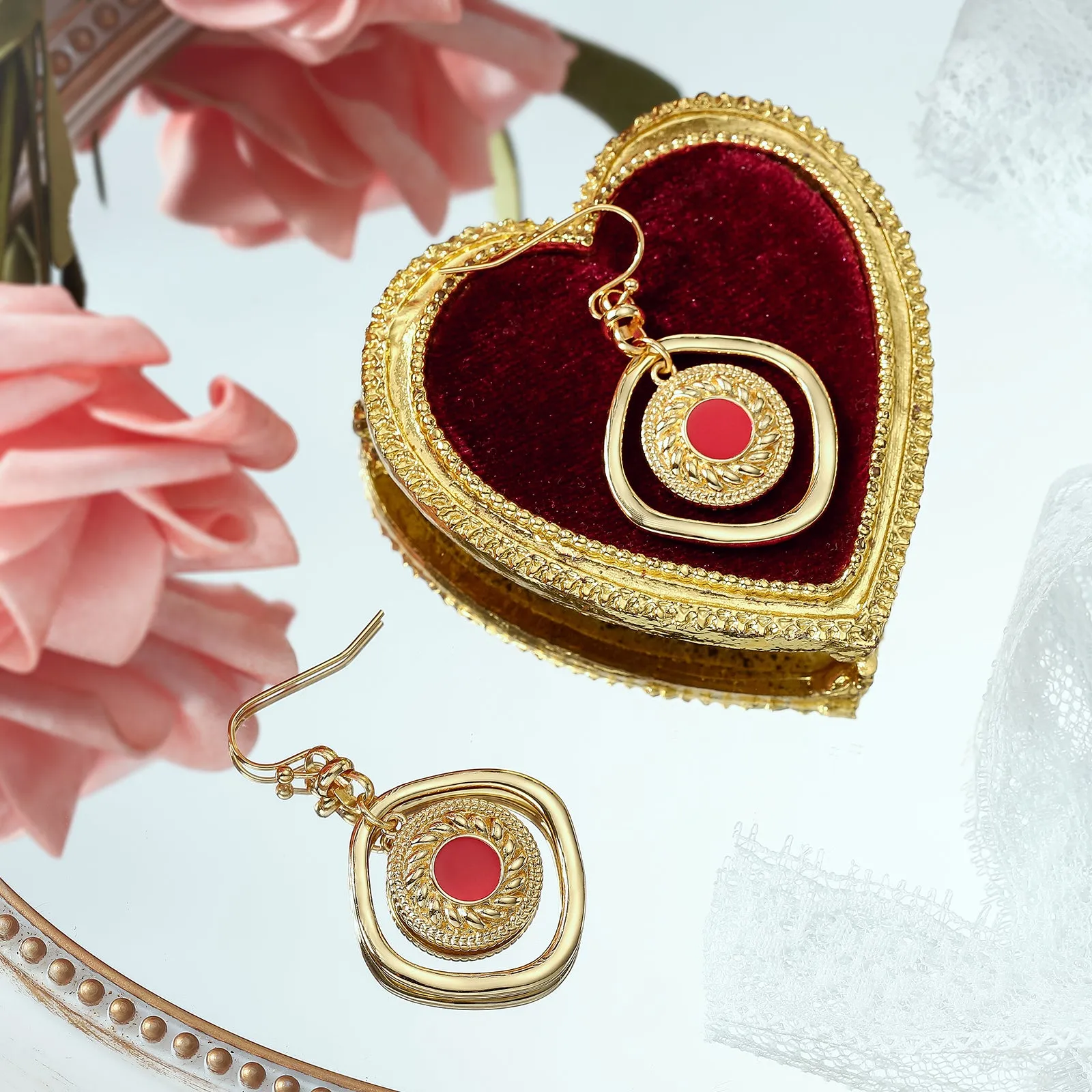 Red Hoop Earrings sold by Selenichast product image thumbnail 5