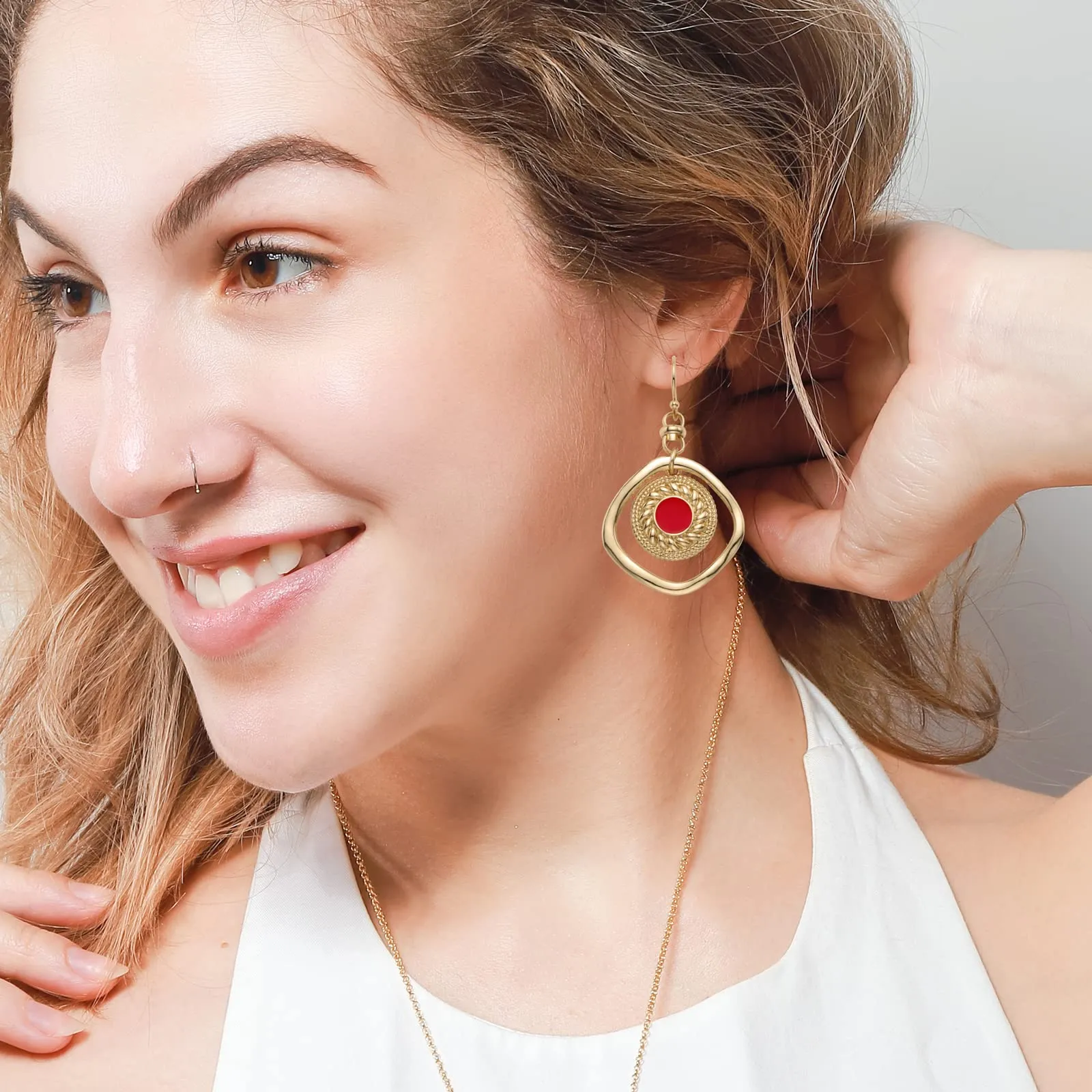 Red Hoop Earrings sold by Selenichast product image thumbnail 4