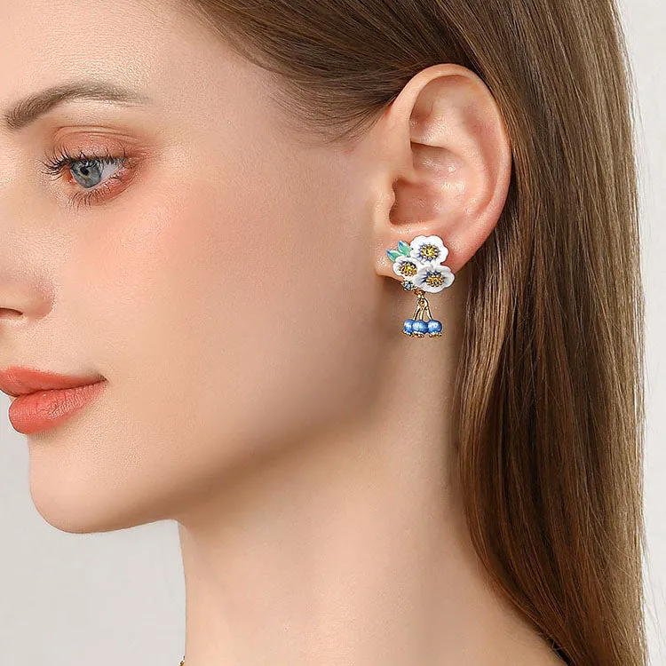 Enamel Flower Blueberry Earrings sold by Selenichast product image thumbnail 4