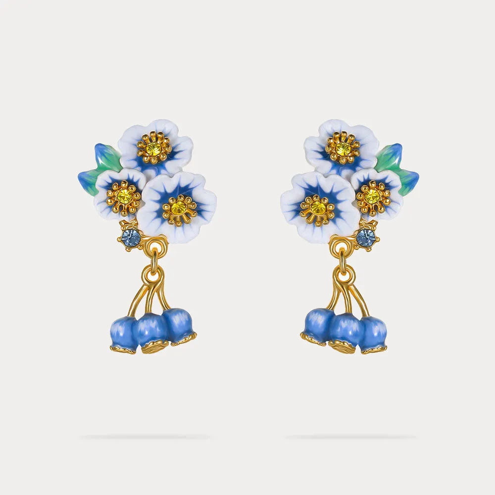 Enamel Flower Blueberry Earrings sold by Selenichast