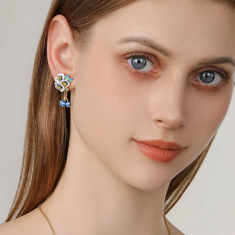 Enamel Flower Blueberry Earrings sold by Selenichast product image thumbnail 2