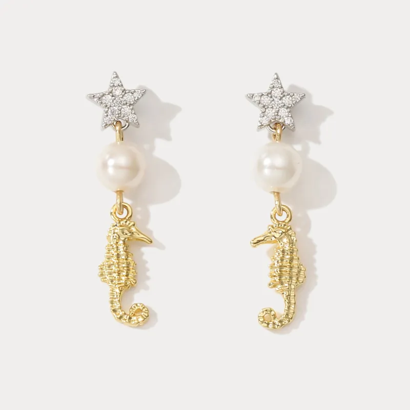 Seahorse Star Earrings sold by Selenichast