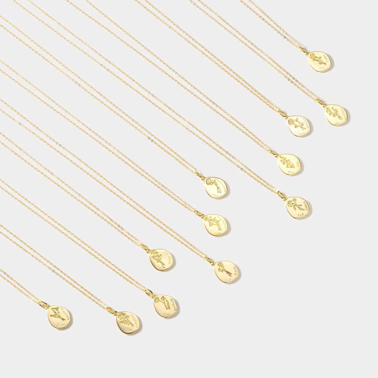 Silver Birth Flower Necklace sold by Selenichast product image thumbnail 2