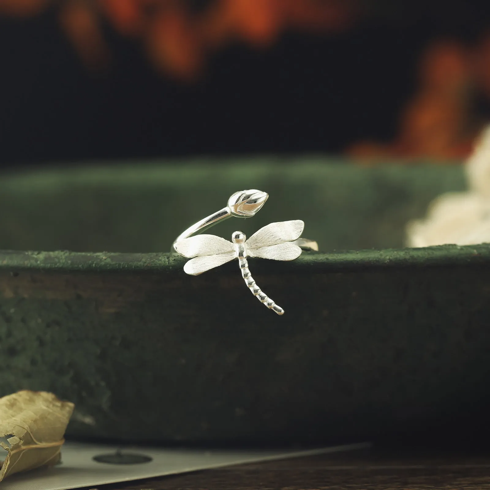 Dragonfly & Lotus Bud Ring sold by Selenichast product image thumbnail 4