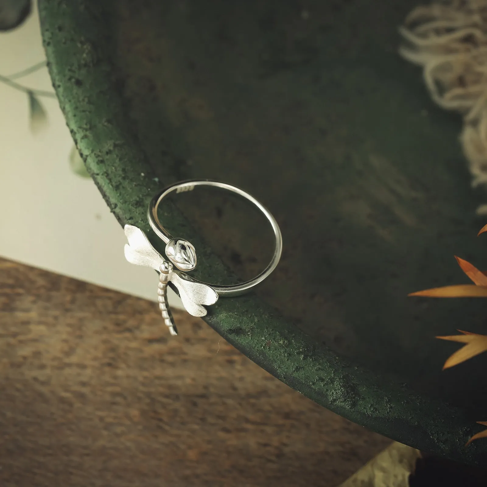 Dragonfly & Lotus Bud Ring sold by Selenichast