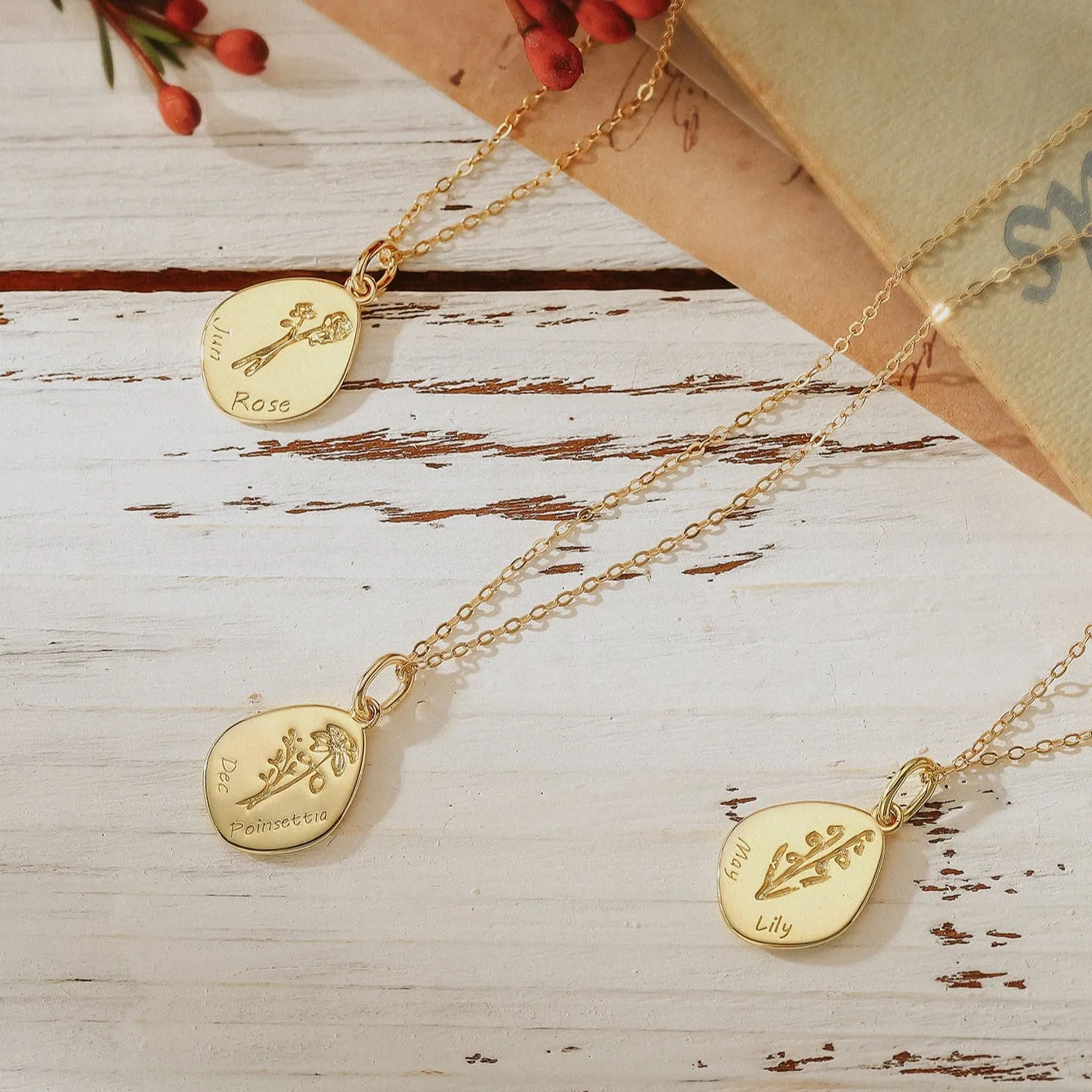 Silver Birth Flower Necklace sold by Selenichast