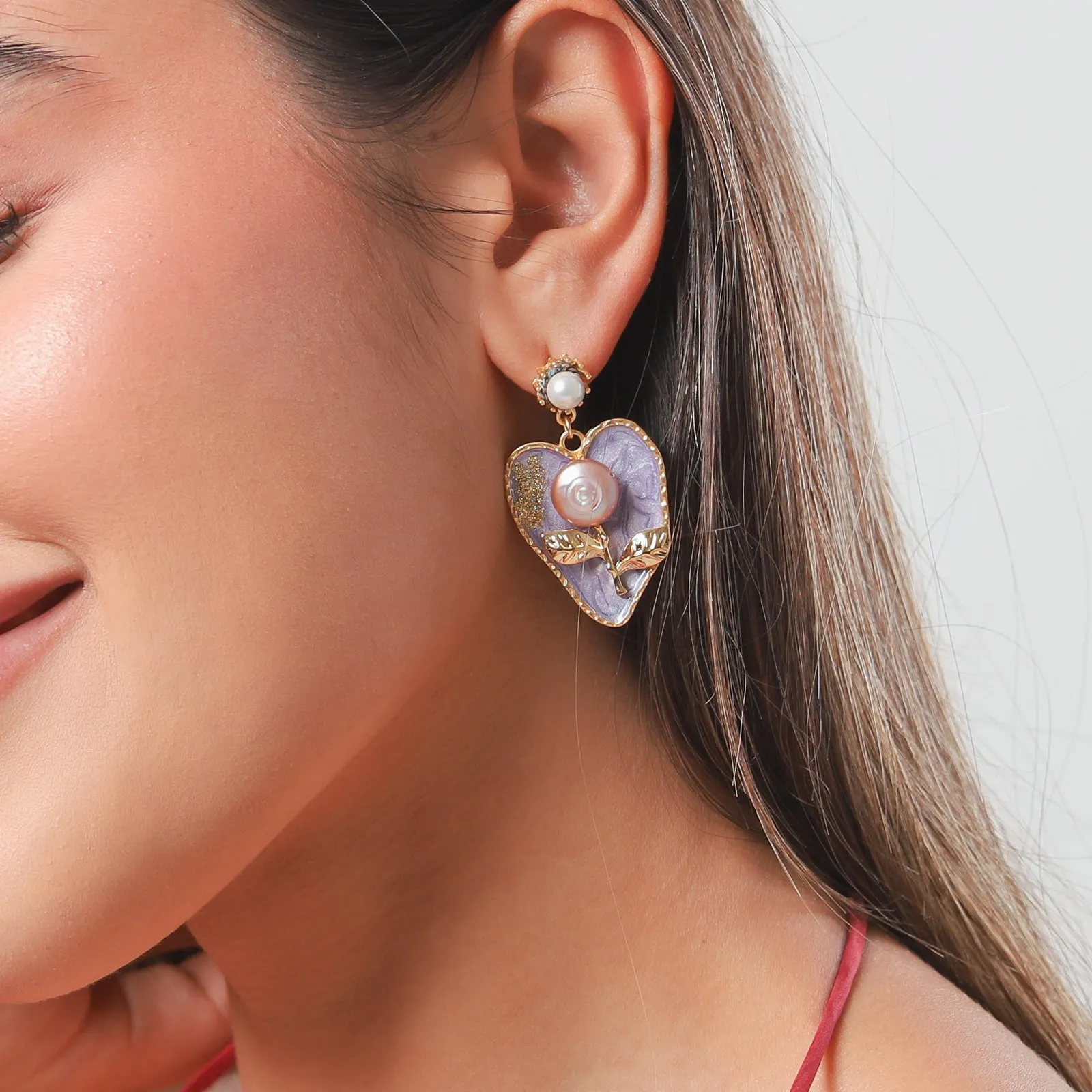 Pearl Lilac Oil Painting Earrings sold by Selenichast product image thumbnail 3