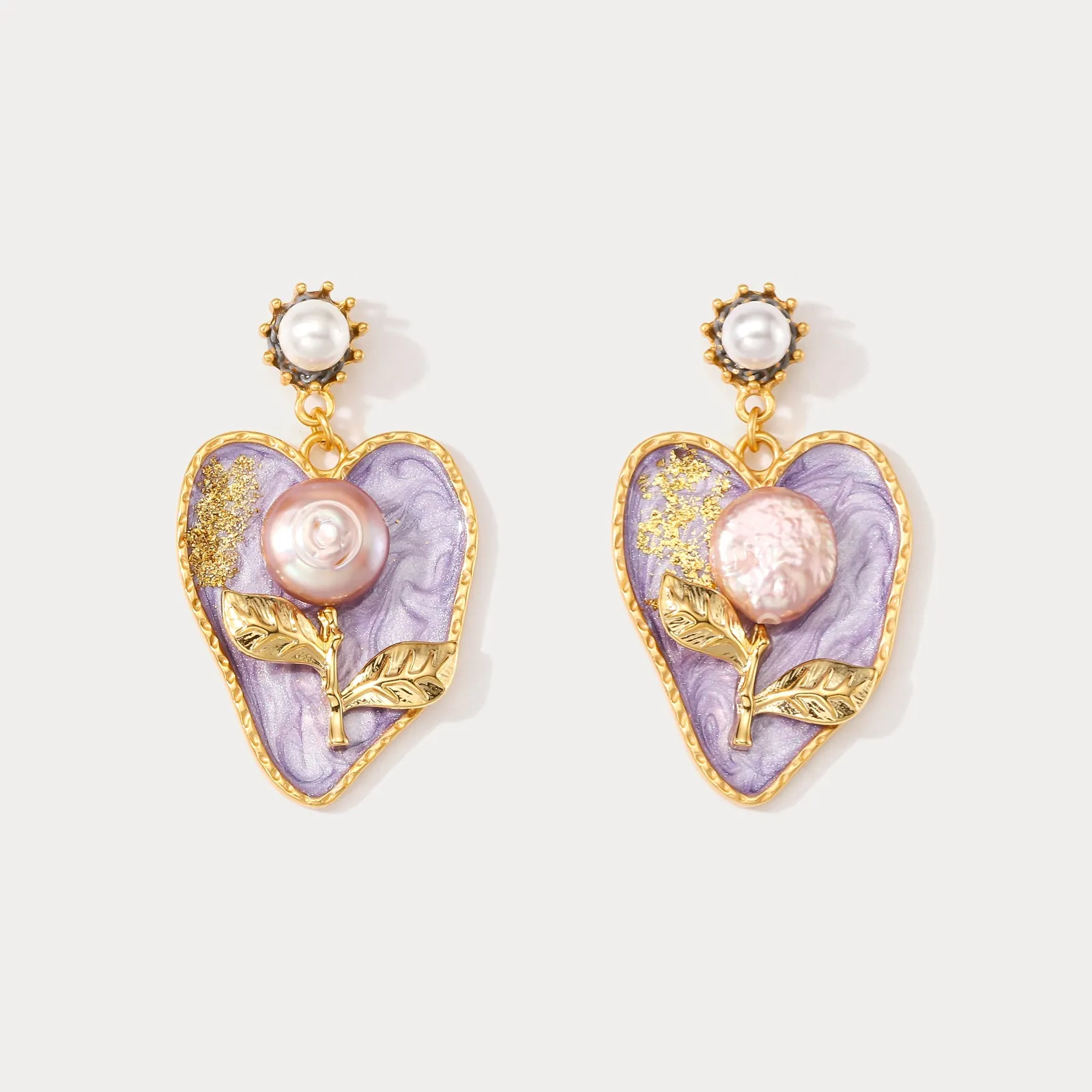 Pearl Lilac Oil Painting Earrings sold by Selenichast